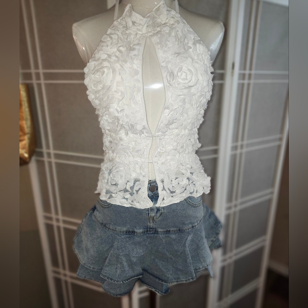 Elegant White Halter Top